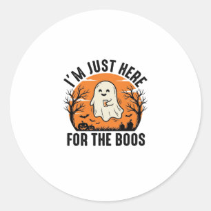 Sticker Rond Chemise drôle de fantôme d'Halloween juste ici pou