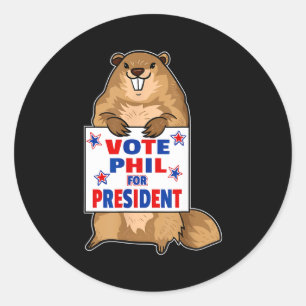 Sticker Rond Chemise drôle de jour de la marmotte - Graphisme p