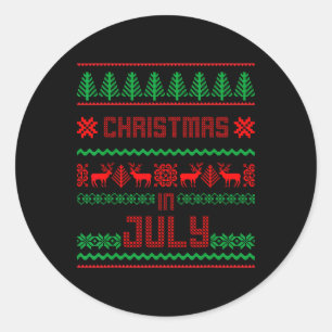 Sticker Rond Chemise drôle de Noël en juillet Sweater d'été moc