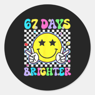 Sticker Rond Chemise du 67e jour d'école 67 jours plus lumineux