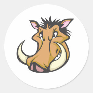 Sticker Rond Chemise en caricature de phacochère mignonne