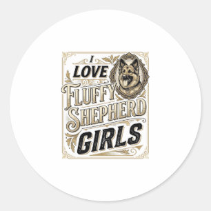 Sticker Rond Chemise Fille Berger Allemand Gravure Vintage Chie