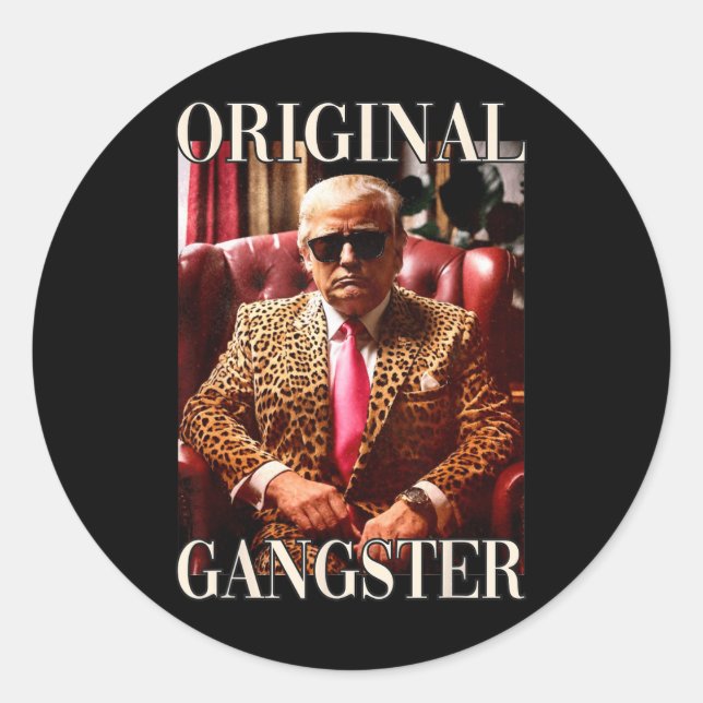 Sticker Rond Chemise Gangster originale Maga Donald Trump 20 (Devant)