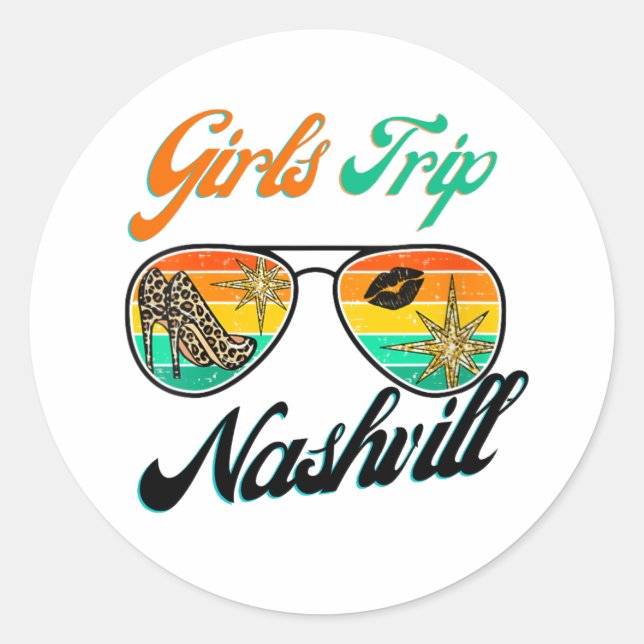 Sticker Rond Chemise Girls Trip Nashville 2024 pour femmes en w (Devant)