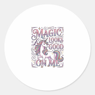 Sticker Rond Chemise graphique tendance Licorne Magique me va b