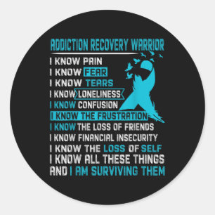 Sticker Rond Chemise Guerrière De Récupération De Toxicomanie P