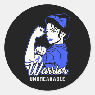 Sticker Rond Chemise guerrière du cancer du côlon Chirt Cancer 