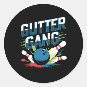 Sticker Rond Chemise Gutter Gang Drôles Chemises de Bowling Gut