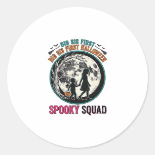 Sticker Rond Chemise Halloween Grande Sœur pour Sa Première Sai
