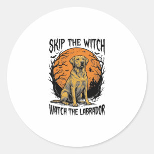 Sticker Rond Chemise Halloween Labrador avec avertissement de c