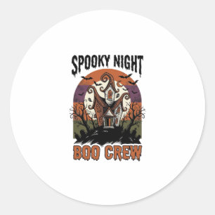 Sticker Rond Chemise Halloween Vintage Boo Night Maison Hantée 