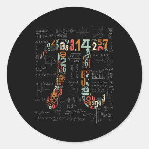 Sticker Rond Chemise Jour Pi Numéros Pi Enseignant Math 3.14 Ca