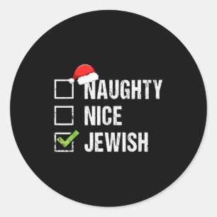 Sticker Rond Chemise juive gentille vilain Santa juif cadeau de