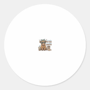 Sticker Rond Chemise occidentale au café de vache des Highlands