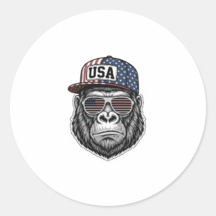 Sticker Rond Chemise patriotique avec gravure vintage de gorill