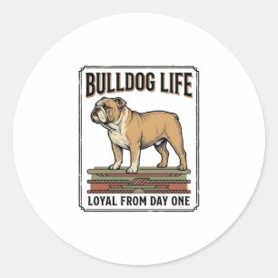 Sticker Rond Chemise pour amateur de Bouledogue Art de chien gr