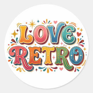 Sticker Rond Chemise Rétro Amour Vintage Heart & Groovy