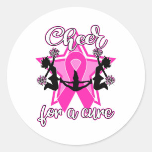 Sticker Rond Chemise rose Ruban pour cancer du sein Pom-pom gir