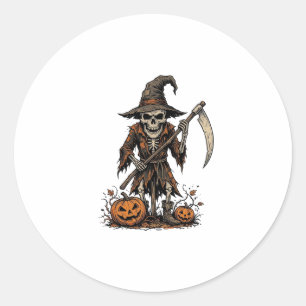 Sticker Rond Chemise squelette épouvantail citrouille Halloween
