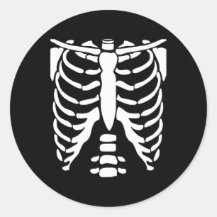 Sticker Rond Chemise squelette Halloween Costume Rib Cage Anato
