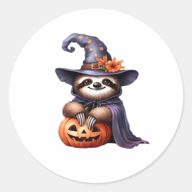 Sticker Rond Chemise T classique Sloth Halloween (Devant)