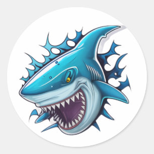 Sticker Rond Chemise T-shirt avec logo de requin