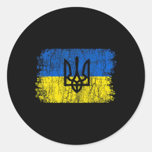 Sticker Rond Chemise T Ukraine Drapeau Vintage Hommes Femmes En