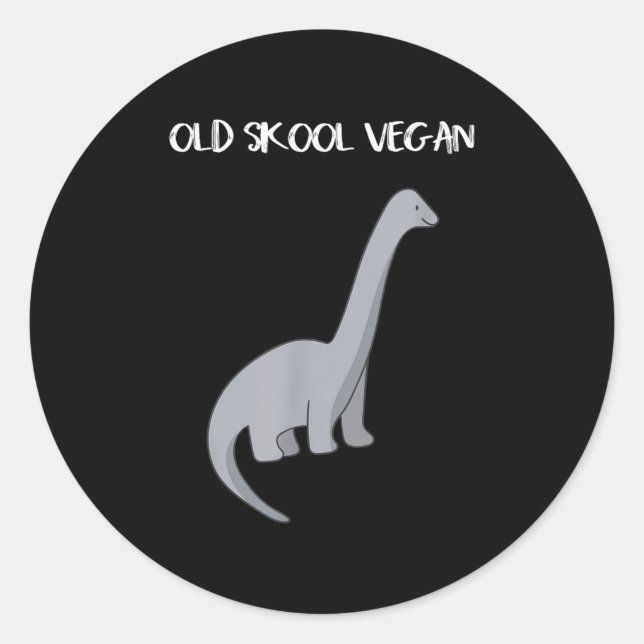 Sticker Rond Chemise T Vegan Drôle Avec Image Dinosaure (Devant)