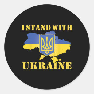 Sticker Rond Chemise Ukraine Drapeau Ukrainien Carte Je Suis Av
