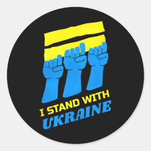 Sticker Rond Chemise Ukraine Soutien Ukrainien Je Suis Avec L'U