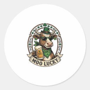Sticker Rond Chemise vache irlandaise design bière vintage St P