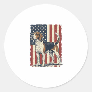 Sticker Rond Chemise vectorielle vintage Hound Dog drapeau patr