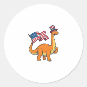 Sticker Rond Chemise vintage avec gravure de drapeau de dinosau