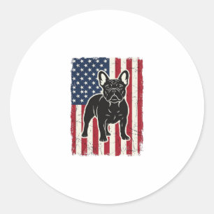 Sticker Rond Chemise vintage drapeau patriotique Bouledogue fra