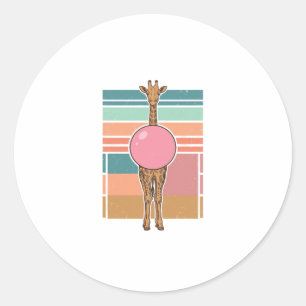 Sticker Rond Chemise vintage girafe bubble gum gravure Design_1