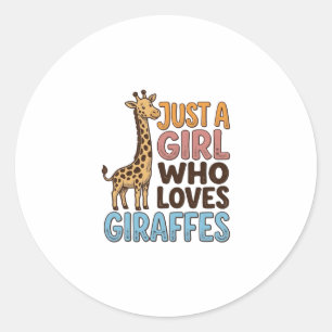 Sticker Rond Chemise Vintage Juste Une Fille Qui Aime Les Giraf
