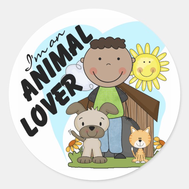Sticker Rond Chemises Amoureux des animaux afro-américaines pou (Devant)