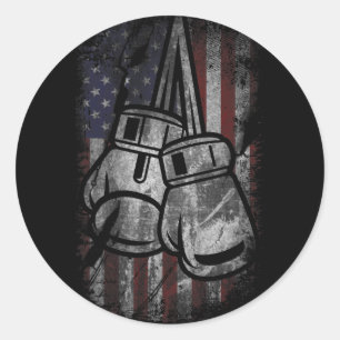 Sticker Rond Chemises de boxe Drapeau Américain Pour Hommes Fem