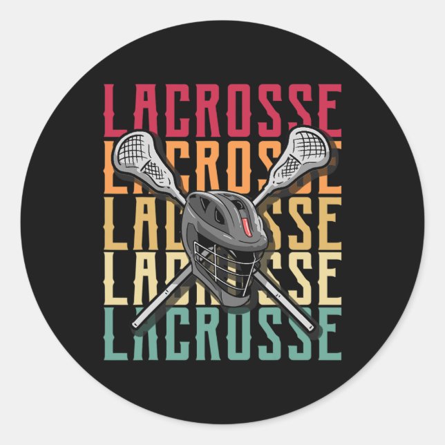Sticker Rond Chemises de crosse Mens Lacrosse Joueur Lâcheuse B (Devant)