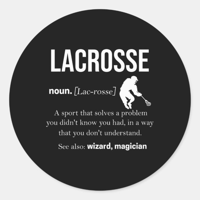 Sticker Rond Chemises de crosse Mens Lacrosse Joueur Lâcheuse B (Devant)