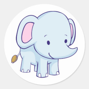 Sticker Rond Chemises Eléphants Cartoon Cute