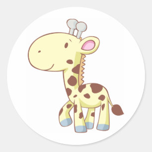 Sticker Rond Chemises en Giraffe Bébé en Cartoon mignonne