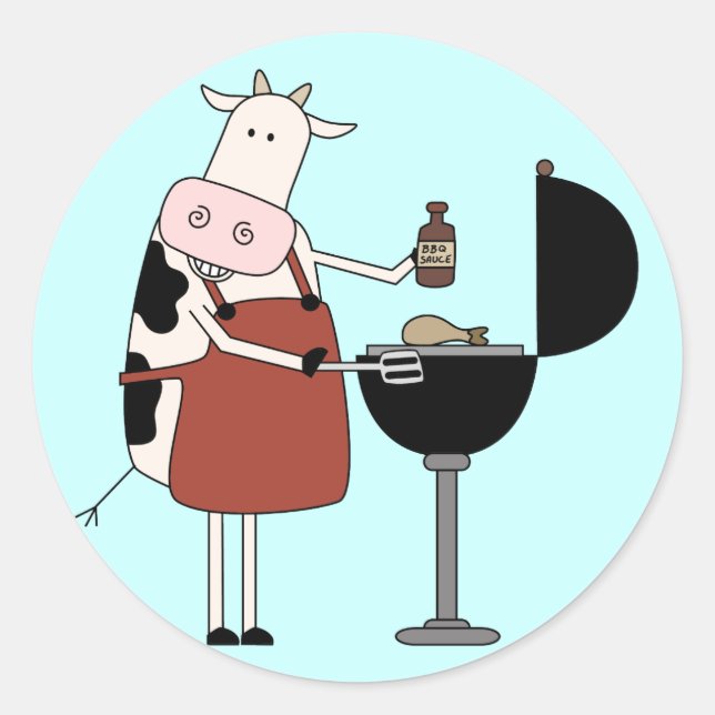 Sticker Rond Chemises et cadeaux Barbecue de vache (Devant)