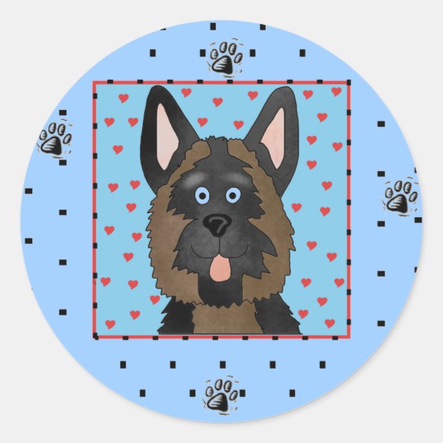 Sticker Rond Chemises et cadeaux bergers allemands (Devant)