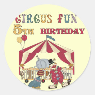Sticker Rond Chemises et cadeaux Circus 5th Birthday
