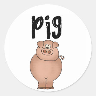 Sticker Rond Chemises et cadeaux d'animaux de ferme de porc