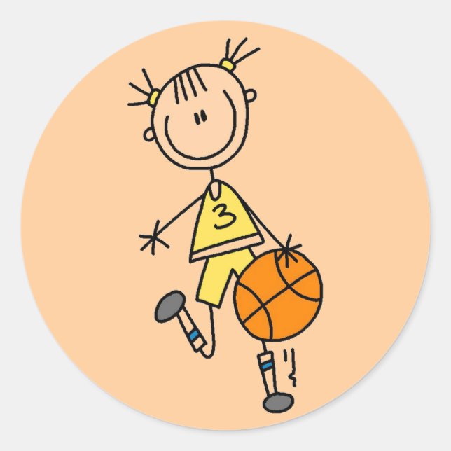 Sticker Rond Chemises et cadeaux de basket-ball pour filles en  (Devant)