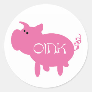 Sticker Rond Chemises et cadeaux de cochon rose