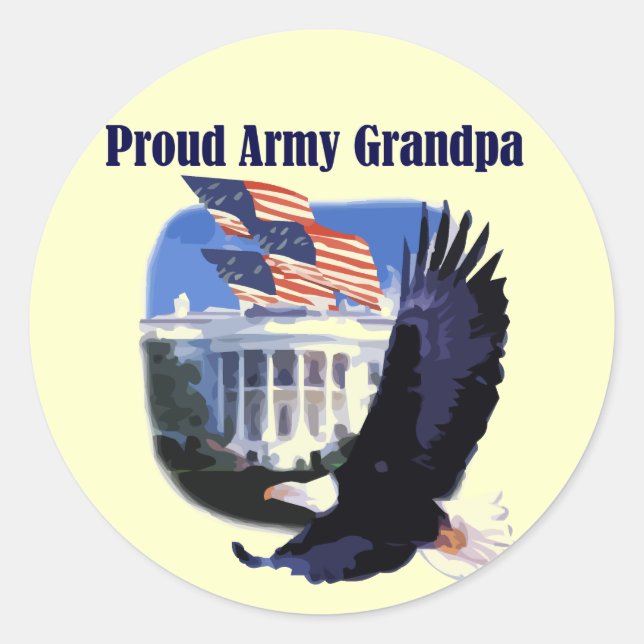 Sticker Rond Chemises et cadeaux de grand-père de l'armée Eagle (Devant)