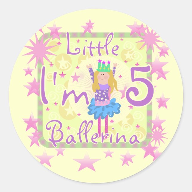 Sticker Rond Chemises et cadeaux de la 5e année de Ballerina (Devant)